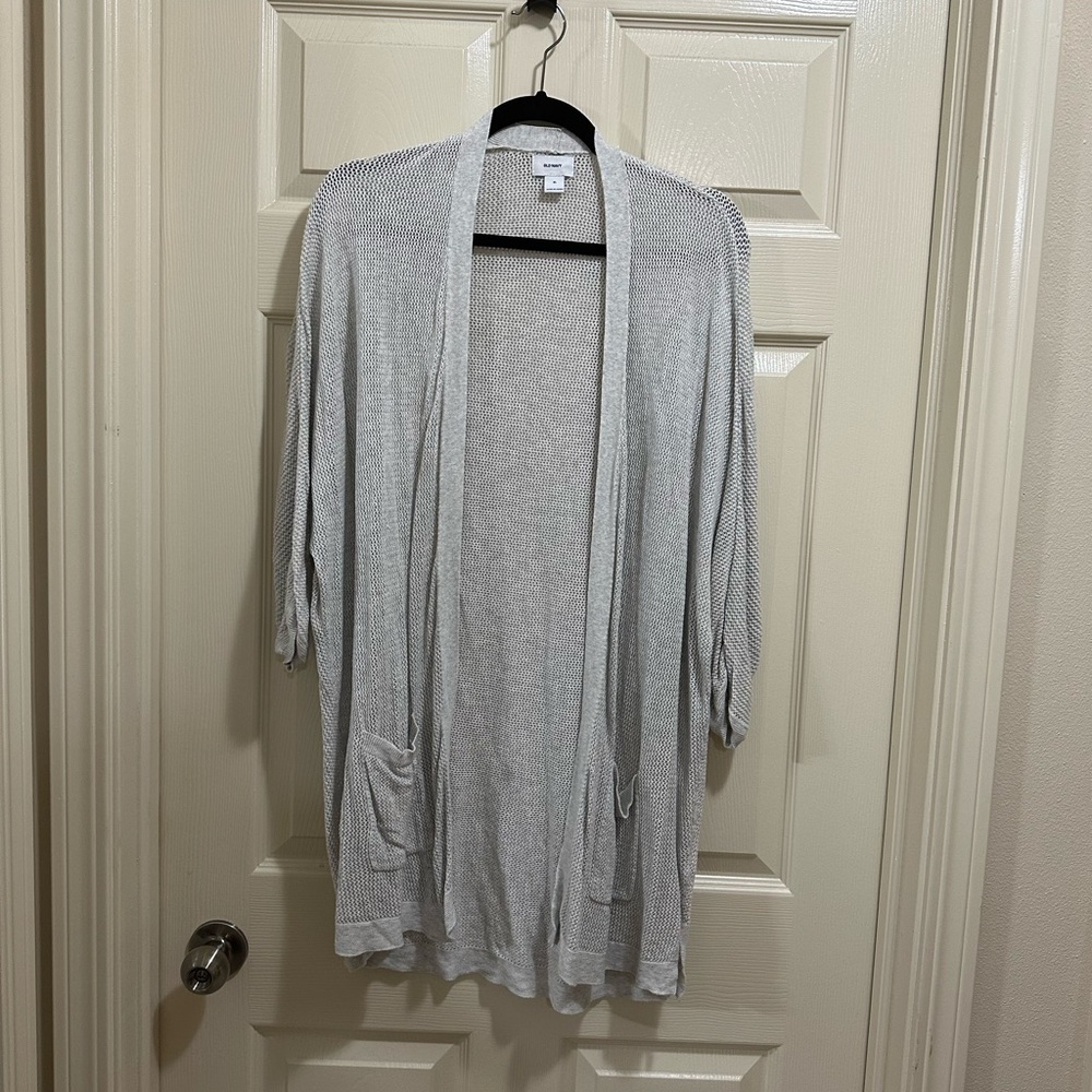 Old Navy dolman sleeve open front short sleeve cardigan light gray size XL
